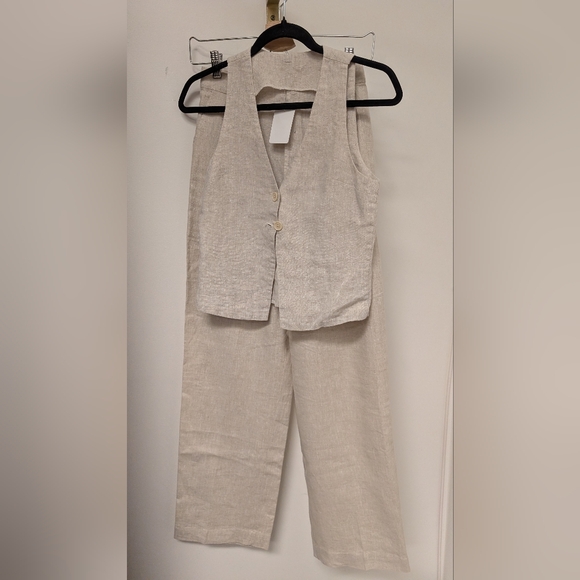Reformation Other - Reformation Cream Linen Pants & Vest Set